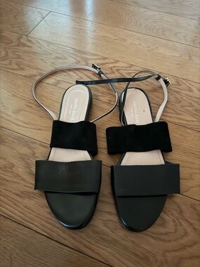 Charles David Black Two-Band Slingback Sandals with Ankle Strap